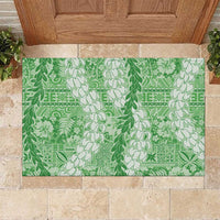 Green Puakenikeni and Maile Lei Rubber Doormat Hawaiian Style Tribal Tapa Double Strand Lei LT9 Green - Polynesian Pride