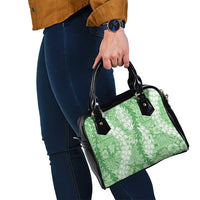 Green Puakenikeni and Maile Lei Shoulder Handbag Hawaiian Style Tribal Tapa Double Strand Lei