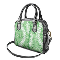 Green Puakenikeni and Maile Lei Shoulder Handbag Hawaiian Style Tribal Tapa Double Strand Lei