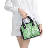 Green Puakenikeni and Maile Lei Shoulder Handbag Hawaiian Style Tribal Tapa Double Strand Lei