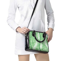 Green Puakenikeni and Maile Lei Shoulder Handbag Hawaiian Style Tribal Tapa Double Strand Lei