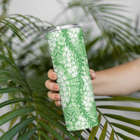 Green Puakenikeni and Maile Lei Skinny Tumbler Hawaiian Style Tribal Tapa Double Strand Lei LT9 - Polynesian Pride