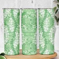 Green Puakenikeni and Maile Lei Skinny Tumbler Hawaiian Style Tribal Tapa Double Strand Lei LT9 - Polynesian Pride