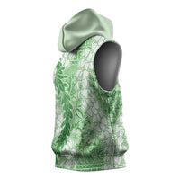 Green Puakenikeni and Maile Lei Sleeveless Hoodie Hawaiian Style Tribal Tapa Double Strand Lei LT9 - Polynesian Pride
