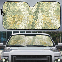 Vintage Puakenikeni and Maile Lei Auto Sun Shade Hawaiian Style Tribal Tapa Double Strand Lei - Polynesian Pride