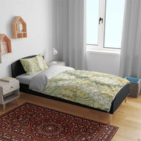 Vintage Puakenikeni and Maile Lei Bedding Set Hawaiian Style Tribal Tapa Double Strand Lei