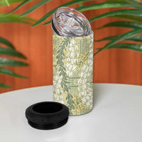Vintage Puakenikeni and Maile Lei 4 in 1 Can Cooler Tumbler Hawaiian Style Tribal Tapa Double Strand Lei LT9 - Polynesian Pride
