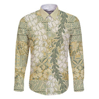 Vintage Puakenikeni and Maile Lei Family Matching Short Sleeve Bodycon Dress and Hawaiian Shirt Hawaiian Style Tribal Tapa Double Strand Lei LT9 Dad's Shirt - Long Sleeve Vintage - Polynesian Pride