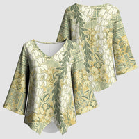 Vintage Puakenikeni and Maile Lei Kimono Sleeve Blouse Hawaiian Style Tribal Tapa Double Strand Lei LT9 - Polynesian Pride
