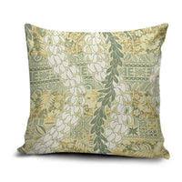 Vintage Puakenikeni and Maile Lei Pillow Cover Hawaiian Style Tribal Tapa Double Strand Lei - Polynesian Pride