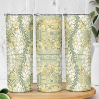 Vintage Puakenikeni and Maile Lei Skinny Tumbler Hawaiian Style Tribal Tapa Double Strand Lei LT9 - Polynesian Pride
