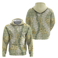 Vintage Puakenikeni and Maile Lei Zip Hoodie Hawaiian Style Tribal Tapa Double Strand Lei LT9 - Polynesian Pride