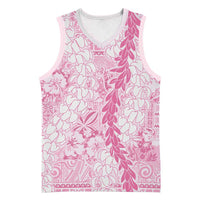 Pink Puakenikeni and Maile Lei Basketball Jersey Hawaiian Style Tribal Tapa Double Strand Lei LT9 Unisex Pink - Polynesian Pride
