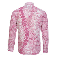 Pink Puakenikeni and Maile Lei Family Matching Off Shoulder Short Dress and Hawaiian Shirt Hawaiian Style Tribal Tapa Double Strand Lei LT9 - Polynesian Pride