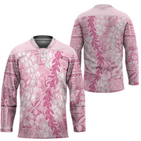 Pink Puakenikeni and Maile Lei Hockey Jersey Hawaiian Style Tribal Tapa Double Strand Lei LT9 - Polynesian Pride