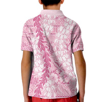 Pink Puakenikeni and Maile Lei Kid Polo Shirt Hawaiian Style Tribal Tapa Double Strand Lei LT9 - Polynesian Pride
