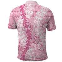 Pink Puakenikeni and Maile Lei Polo Shirt Hawaiian Style Tribal Tapa Double Strand Lei LT9 - Polynesian Pride