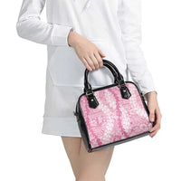 Pink Puakenikeni and Maile Lei Shoulder Handbag Hawaiian Style Tribal Tapa Double Strand Lei