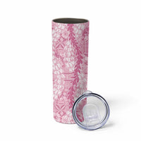 Pink Puakenikeni and Maile Lei Skinny Tumbler Hawaiian Style Tribal Tapa Double Strand Lei LT9 - Polynesian Pride