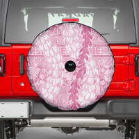 Pink Puakenikeni and Maile Lei Spare Tire Cover Hawaiian Style Tribal Tapa Double Strand Lei LT9 - Polynesian Pride