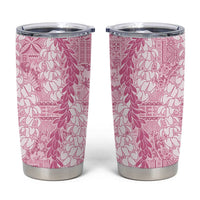 Pink Puakenikeni and Maile Lei Tumbler Cup Hawaiian Style Tribal Tapa Double Strand Lei LT9 Pink - Polynesian Pride