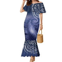 New Zealand Galaxy Fern Family Matching Mermaid Dress and Hawaiian Shirt LT9 Mom's Dress Galaxy - Polynesian Pride