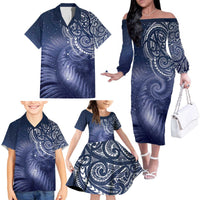New Zealand Galaxy Fern Family Matching Off The Shoulder Long Sleeve Dress and Hawaiian Shirt LT9 - Polynesian Pride