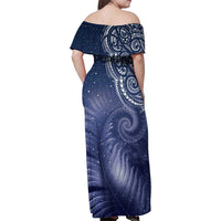 New Zealand Galaxy Fern Family Matching Off Shoulder Maxi Dress and Hawaiian Shirt LT9 - Polynesian Pride
