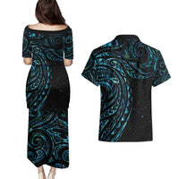 New Zealand Tribal Tattoo Couples Matching Puletasi and Hawaiian Shirt With Matariki Art LT9 - Polynesian Pride