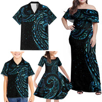 New Zealand Tribal Tattoo Family Matching Off Shoulder Maxi Dress and Hawaiian Shirt With Matariki Art LT9 - Polynesian Pride
