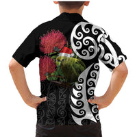 New Zealand Kakapo Christmas Family Matching Mermaid Dress and Hawaiian Shirt Meri Kirihimete Pohutukawa Flowers LT9 - Polynesian Pride