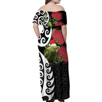 New Zealand Kakapo Christmas Family Matching Off Shoulder Maxi Dress and Hawaiian Shirt Meri Kirihimete Pohutukawa Flowers LT9 - Polynesian Pride