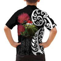 New Zealand Kakapo Christmas Family Matching Tank Maxi Dress and Hawaiian Shirt Meri Kirihimete Pohutukawa Flowers LT9 - Polynesian Pride