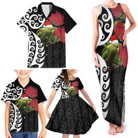 New Zealand Kakapo Christmas Family Matching Tank Maxi Dress and Hawaiian Shirt Meri Kirihimete Pohutukawa Flowers LT9 - Polynesian Pride