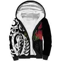 New Zealand Kakapo Christmas Sherpa Hoodie Meri Kirihimete Pohutukawa Flowers LT9 Unisex Black - Polynesian Pride