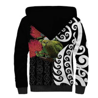 New Zealand Kakapo Christmas Sherpa Hoodie Meri Kirihimete Pohutukawa Flowers LT9 - Polynesian Pride