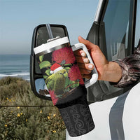 New Zealand Kakapo Christmas Tumbler With Handle Meri Kirihimete Pohutukawa Flowers LT9 - Polynesian Pride