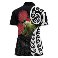 New Zealand Kakapo Christmas Women Polo Shirt Meri Kirihimete Pohutukawa Flowers LT9 - Polynesian Pride