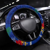 Haiti Independence Day Steering Wheel Cover Libete Egalite Fratenite Ayiti 1804 With Polynesian Pattern LT9 Universal Fit Red - Polynesian Pride