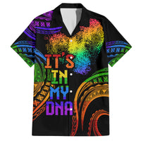 Personalised Its In My DNA Valentine Day Family Matching Short Sleeve Bodycon Dress and Hawaiian Shirt Fingerprint Heart with Color Pride Flag LT9 Dad's Shirt - Short Sleeve - Polynesian Pride