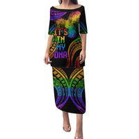 Personalised Its In My DNA Valentine Day Puletasi Fingerprint Heart with Color Pride Flag LT9 Long Dress - Polynesian Pride