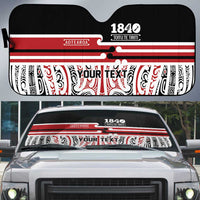 Personalised Toitu Te Tiriti Aotearoa 1840 Auto Sun Shade Red Kowhaiwhai Puhoro - Polynesian Pride