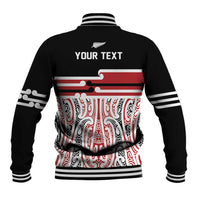 Personalised Toitu Te Tiriti Aotearoa 1840 Baseball Jacket Red Kowhaiwhai Puhoro - Polynesian Pride