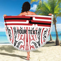 Personalised Toitu Te Tiriti Aotearoa 1840 Beach Blanket Red Kowhaiwhai Puhoro - Polynesian Pride