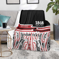 Personalised Toitu Te Tiriti Aotearoa 1840 Blanket Red Kowhaiwhai Puhoro - Polynesian Pride