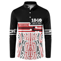 Personalised Toitu Te Tiriti Aotearoa 1840 Button Sweatshirt Red Kowhaiwhai Puhoro - Polynesian Pride