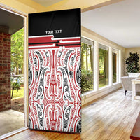 Personalised Toitu Te Tiriti Aotearoa 1840 Door Cover Red Kowhaiwhai Puhoro LT9 - Polynesian Pride