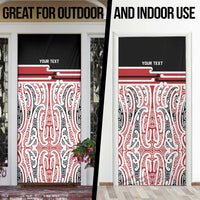 Personalised Toitu Te Tiriti Aotearoa 1840 Door Cover Red Kowhaiwhai Puhoro LT9 - Polynesian Pride