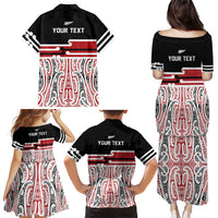 Personalised Toitu Te Tiriti Aotearoa 1840 Family Matching Puletasi and Hawaiian Shirt Red Kowhaiwhai Puhoro LT9 - Polynesian Pride