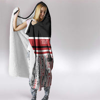 Personalised Toitu Te Tiriti Aotearoa 1840 Hooded Blanket Red Kowhaiwhai Puhoro - Polynesian Pride
